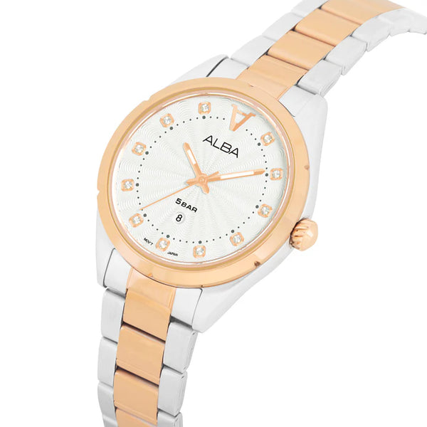 ALBA | White Dial with 12 Stone | Women's Watch