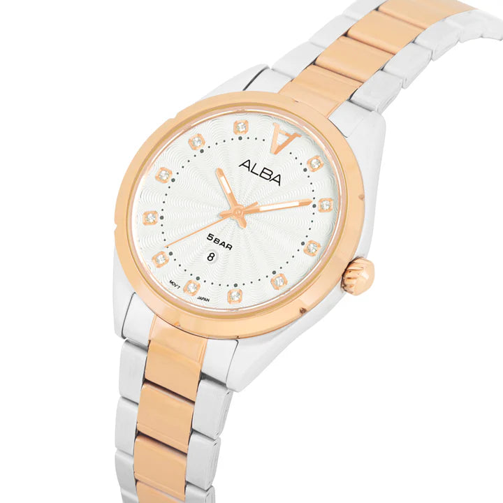 ALBA | White Dial with 12 Stone | Women's Watch