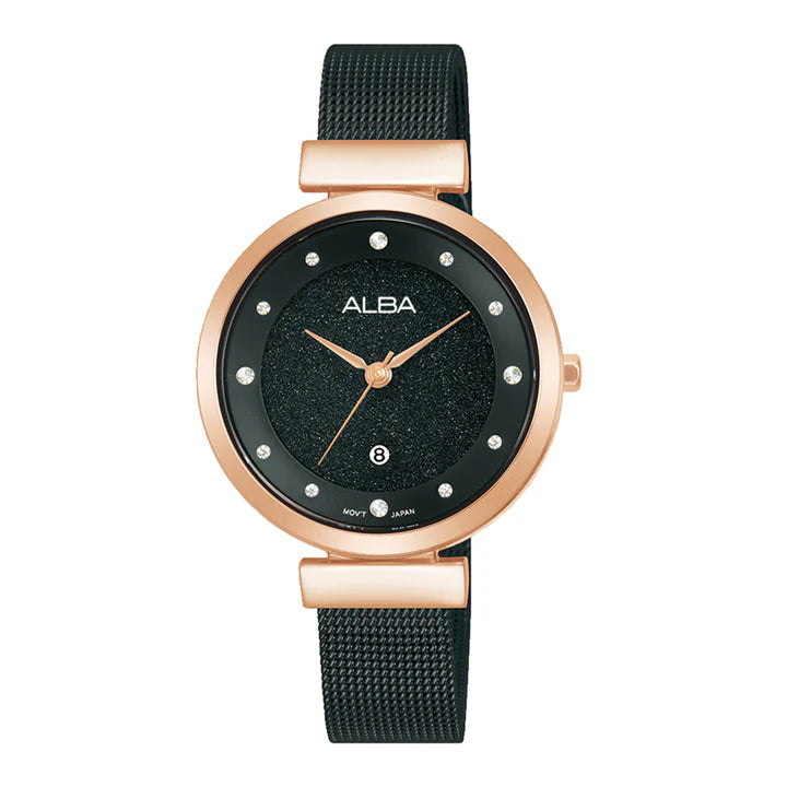 ALBA | Black Shimmer Dial with 12 Stones | Women's Watch