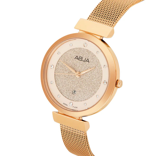 ALBA | Rosegold Shimmer Dial with 12 Stones | Women's Watch