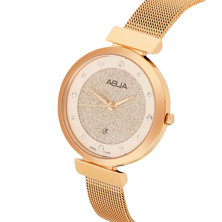 ALBA | Rosegold Shimmer Dial with 12 Stones | Women's Watch