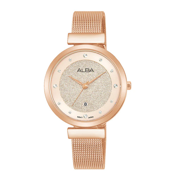 ALBA | Rosegold Shimmer Dial with 12 Stones | Women's Watch