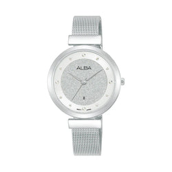 ALBA | Silver Shimmer Dial with 12 Stones | Women's Watch