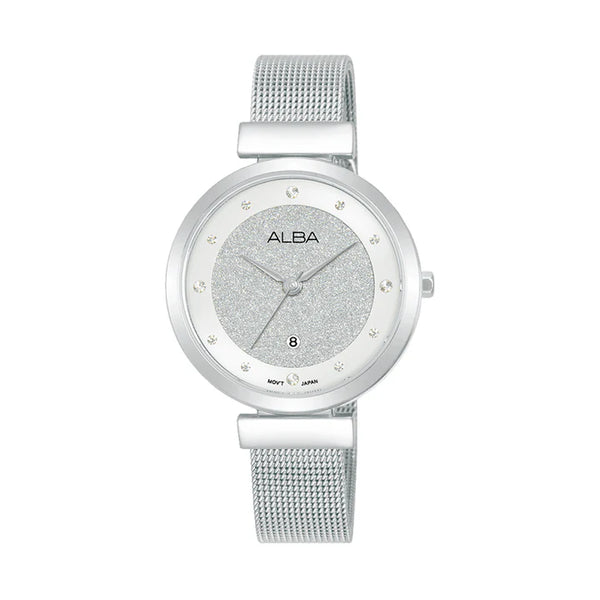 ALBA | Silver Shimmer Dial with 12 Stones | Women's Watch