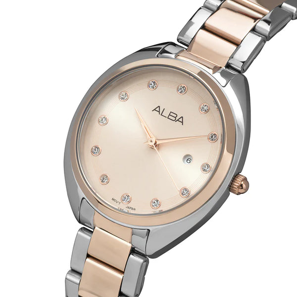 ALBA | Rosegold Dial with 12 Stones | Women's Watch