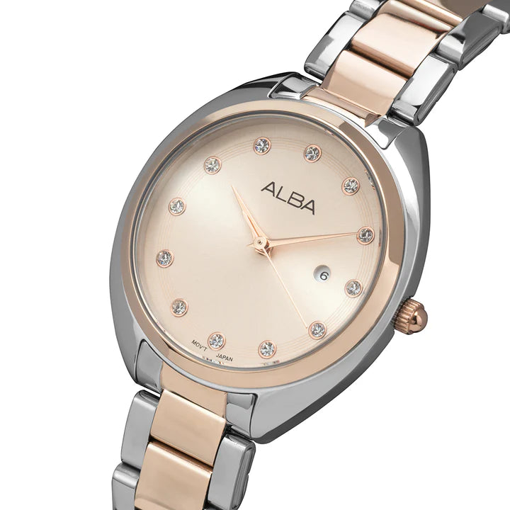 ALBA | Rosegold Dial with 12 Stones | Women's Watch