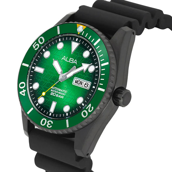 ALBA | Green Dial With Black Silicon Strap Automatic | Men's Watch