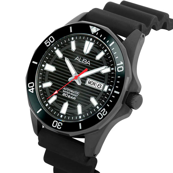 ALBA | Black Dial With Black Silicon Strap Automatic | Men's Watch
