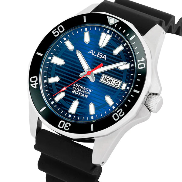ALBA | Blue Dial With Black Silicon Strap Automatic | Men's Watch