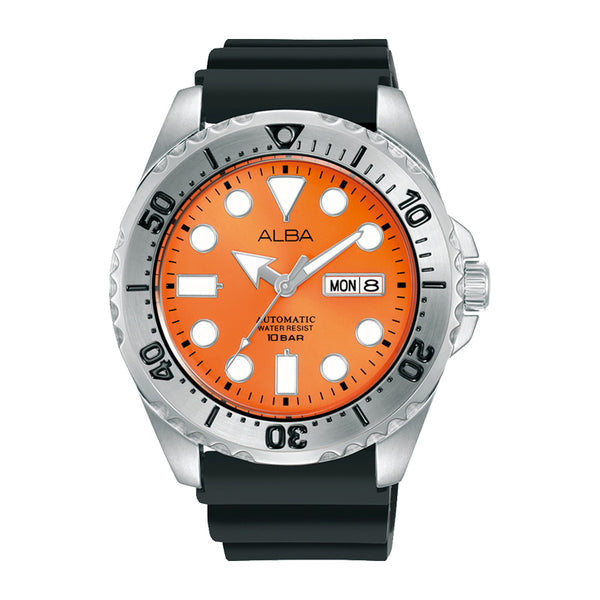 ALBA | Orange Dial With Black Silicon Strap Automatic | Men's Watch