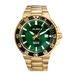 ALBA | Golden Watch With Green Dial | Men's Watch