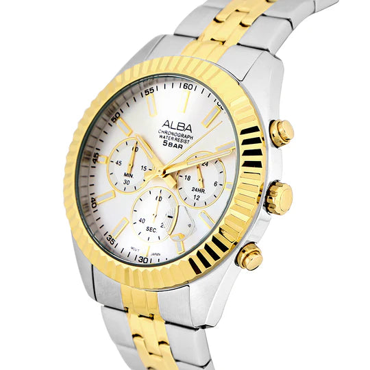 ALBA | White + Golden Dial Chronograph | Men's Watch