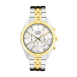 ALBA | White + Golden Dial Chronograph | Men's Watch