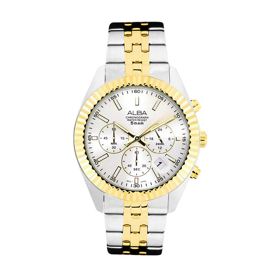 ALBA | White + Golden Dial Chronograph | Men's Watch