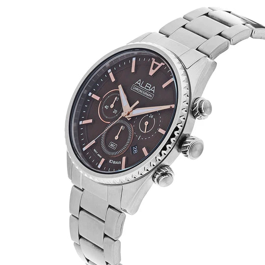 ALBA | Coffee Brown + Rosegold Dial Chronograph | Men's Watch