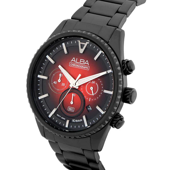 ALBA | Black + Red Dial Chronograph | Men's Watch