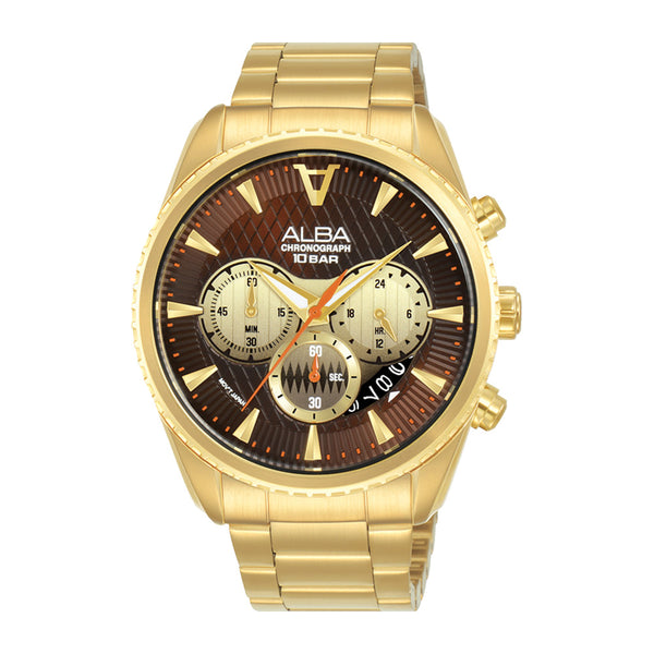ALBA | Brown + Golden Dial Chronograph | Men's Watch