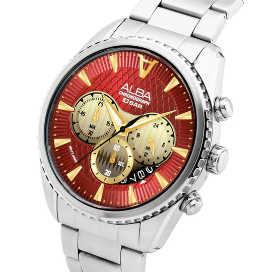 ALBA | Red + Golden Dial Chronograph | Men's Watch