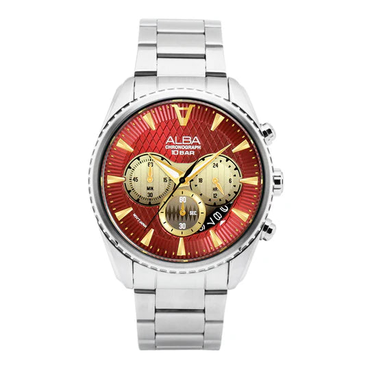 ALBA | Red + Golden Dial Chronograph | Men's Watch