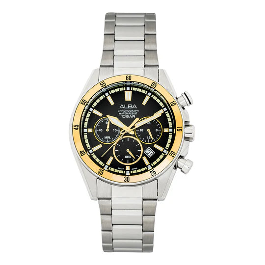 ALBA | Black Dial with Golden Bezel Chronograph | Men's Watch