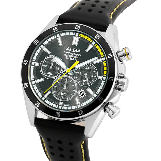 ALBA | Black Dial with Leather Strap Chronograph | Men's Watch
