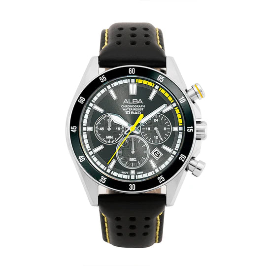 ALBA | Black Dial with Leather Strap Chronograph | Men's Watch